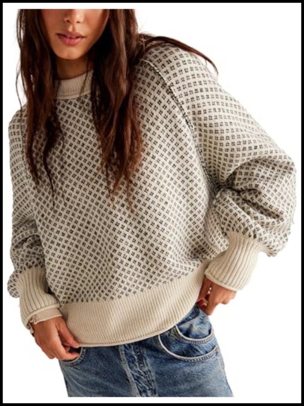 Chunky Knit Pullover Sweater Women Oversized Crew Neck Long Sleeve Casual Fall